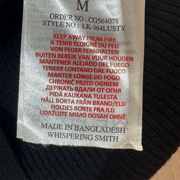 Brave Soul Wrap Top Ribbed Knit Long Sleeve Sweater Black Tie Waist M NWT Goth - Picture 9 of 12